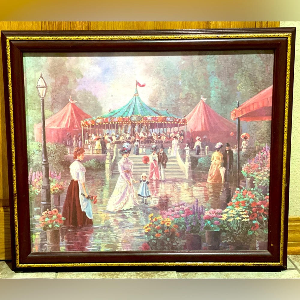 PRINT OF PAINTING OIL CANVAS FRAME BETTIE HEBERT FELDER CAROUSEL